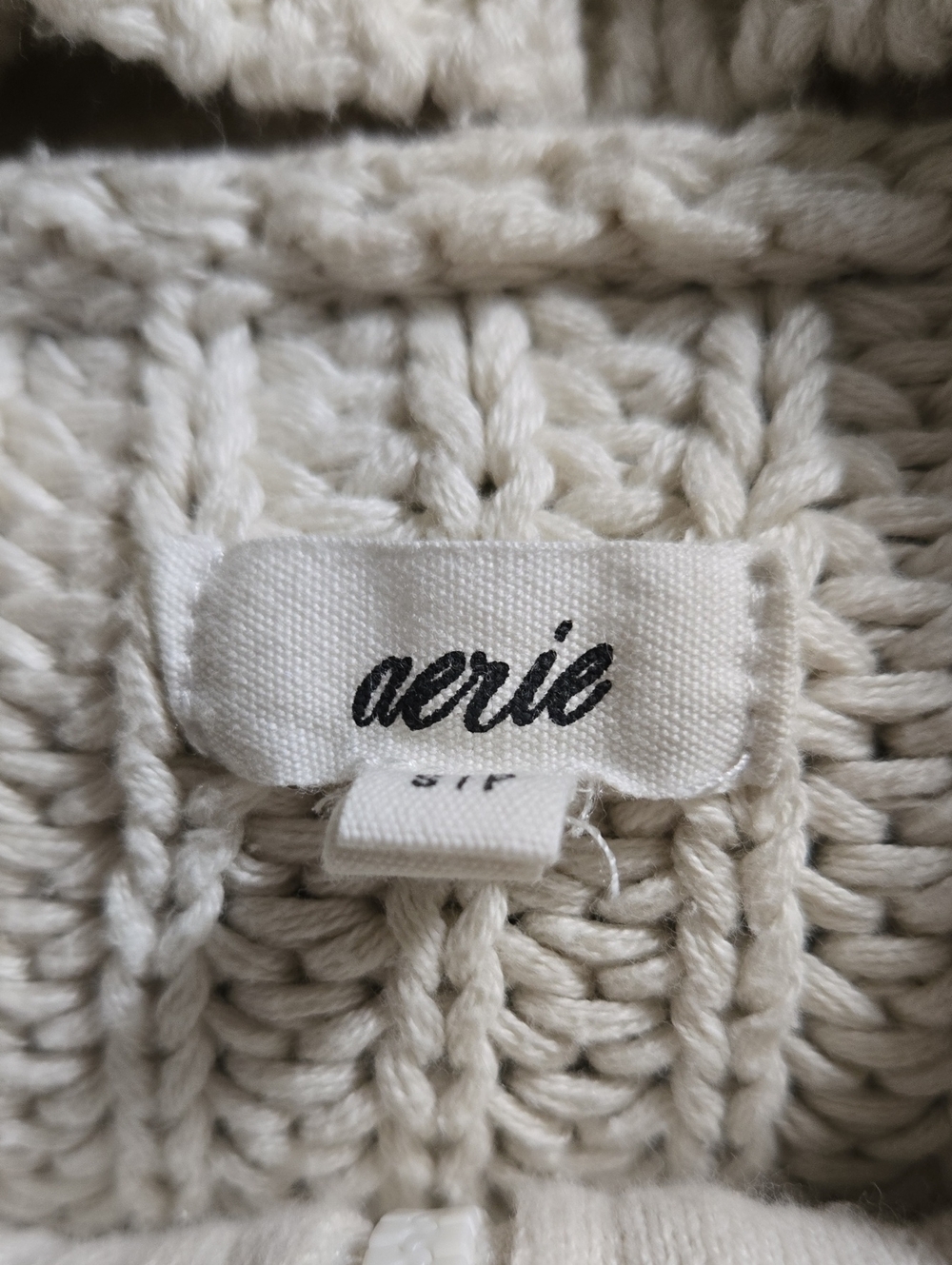 Cream Ribbed Zip-Front Women’s Sweater - Picture 4 of 4